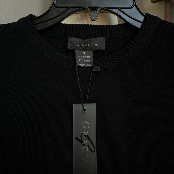 ☑️NWT Gracia Black and White Ruffle Puff Sleeve Blouse Top - Picture 4 of 5